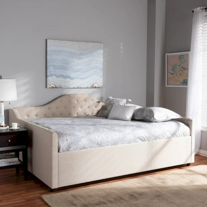 Lit de repos contemporain en tissu capitonné