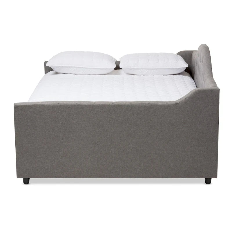 Lit de repos contemporain en tissu capitonné