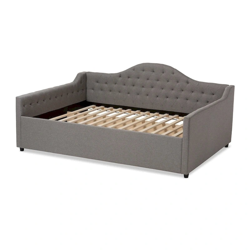 Lit de repos contemporain en tissu capitonné