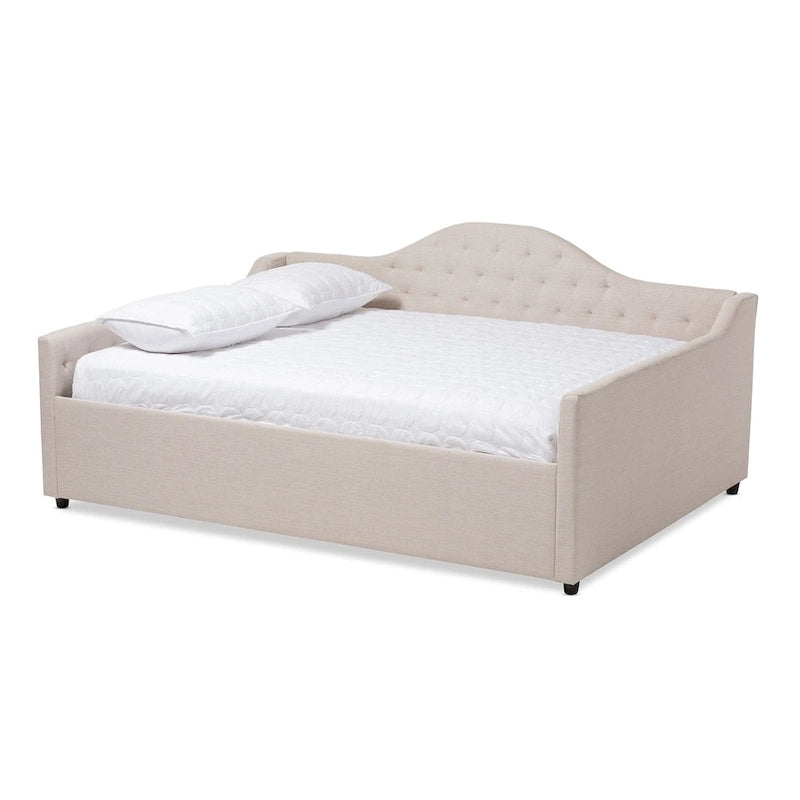 Lit de repos contemporain en tissu capitonné