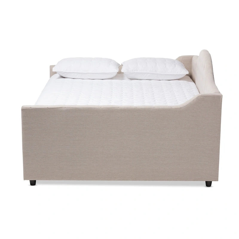 Lit de repos contemporain en tissu capitonné