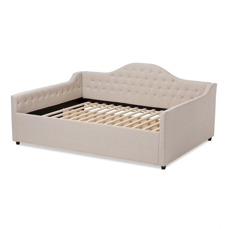 Lit de repos contemporain en tissu capitonné
