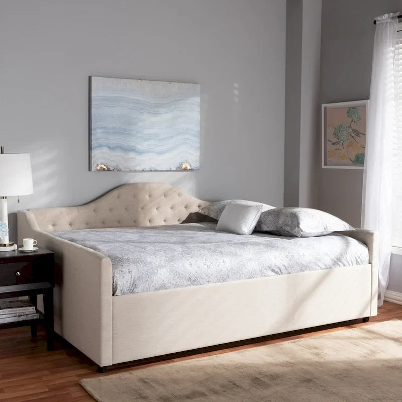 Lit de repos contemporain en tissu capitonné