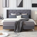 Cadre de lit plateforme rembourré en velours Queen Size avec pieds en métal de 15 cm