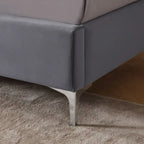Cadre de lit plateforme rembourré en velours Queen Size avec pieds en métal de 15 cm