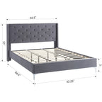 Cadre de lit plateforme rembourré en velours Queen Size avec pieds en métal de 15 cm