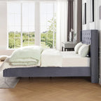 Cadre de lit plateforme rembourré en velours Queen Size avec pieds en métal de 15 cm