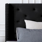 Cadre de lit plateforme rembourré en velours Queen Size avec pieds en métal de 15 cm