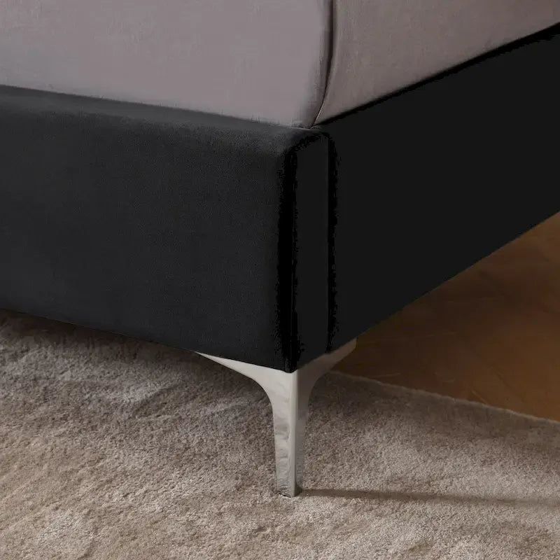 Cadre de lit plateforme rembourré en velours Queen Size avec pieds en métal de 15 cm