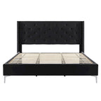 Cadre de lit plateforme rembourré en velours Queen Size avec pieds en métal de 15 cm