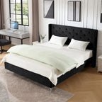 Cadre de lit plateforme rembourré en velours Queen Size avec pieds en métal de 15 cm