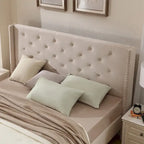 Cadre de lit plateforme rembourré en velours Queen Size avec pieds en métal de 15 cm