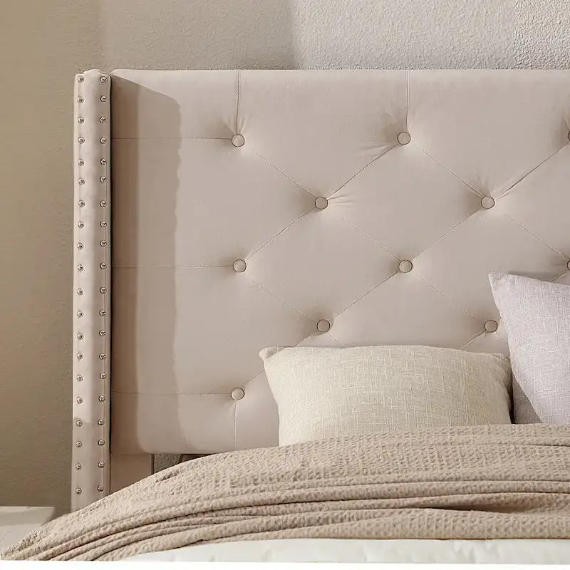 Cadre de lit plateforme rembourré en velours Queen Size avec pieds en métal de 15 cm