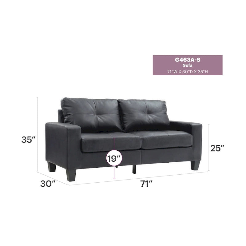 Canapé 3 places en similicuir avec accoudoirs, largeur 180 cm