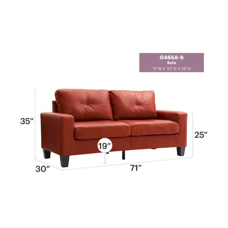 Canapé 3 places en similicuir avec accoudoirs, largeur 180 cm