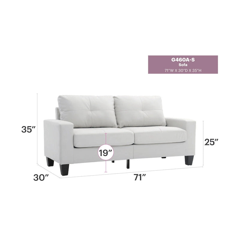 Canapé 3 places en similicuir avec accoudoirs, largeur 180 cm