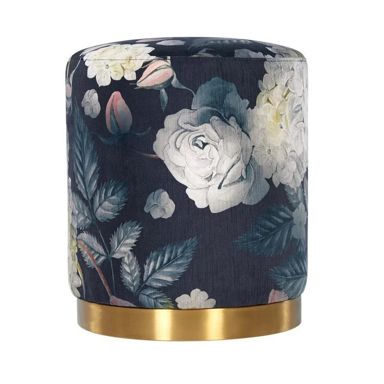 Ottoman en velours fleuri