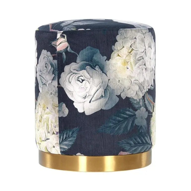 Ottoman en velours fleuri