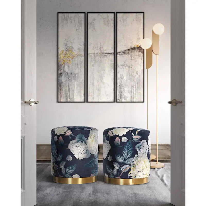 Ottoman en velours fleuri