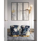 Ottoman en velours fleuri