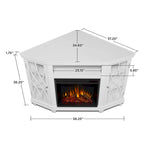 Meuble TV d'angle 56" avec cheminée électrique - Blanc