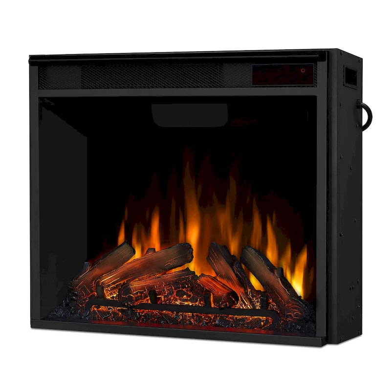 Meuble TV d'angle 56" avec cheminée électrique - Blanc