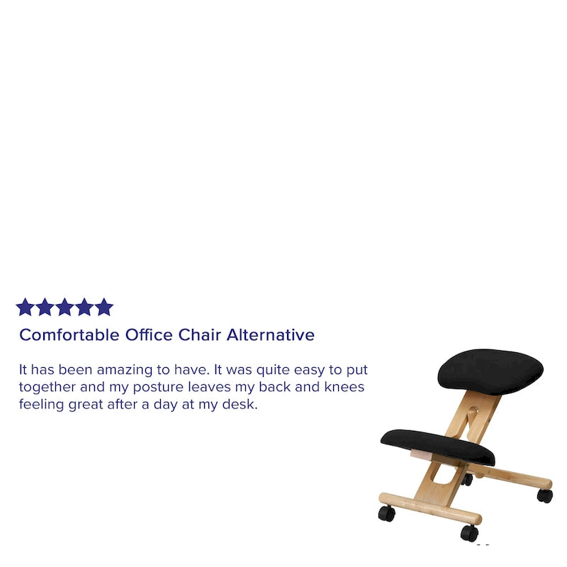 Chaise de bureau ergonomique à genoux en bois et tissu