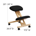 Chaise de bureau ergonomique à genoux en bois et tissu