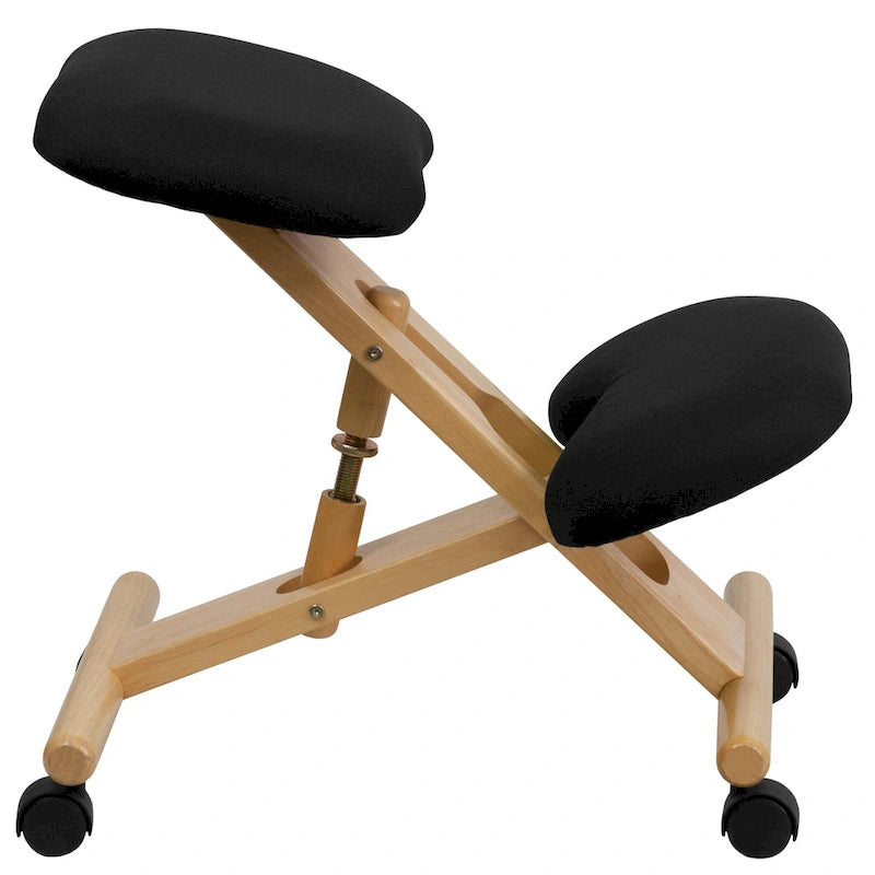 Chaise de bureau ergonomique à genoux en bois et tissu