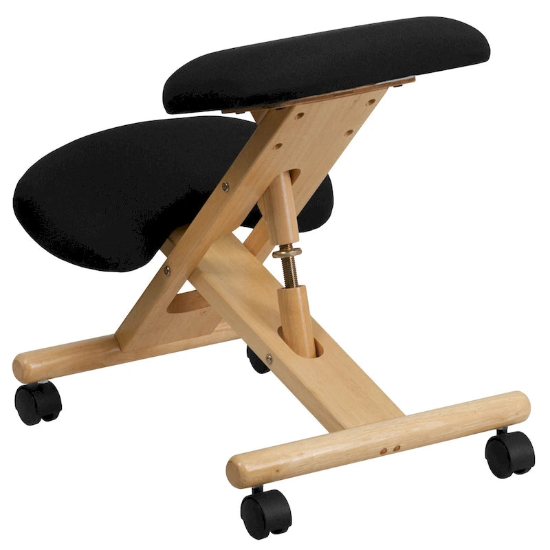Chaise de bureau ergonomique à genoux en bois et tissu