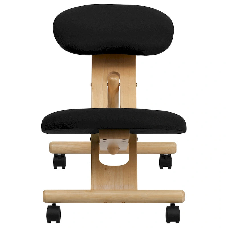 Chaise de bureau ergonomique à genoux en bois et tissu