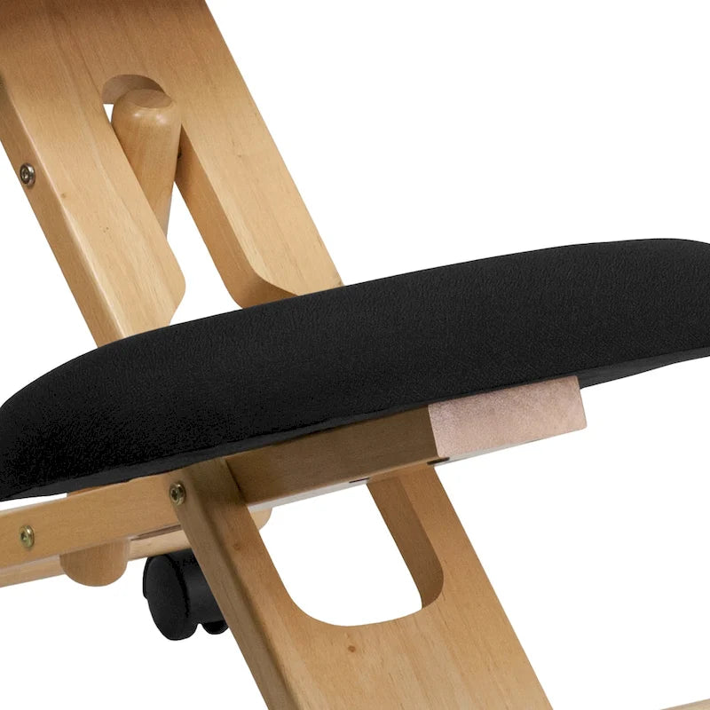 Chaise de bureau ergonomique à genoux en bois et tissu
