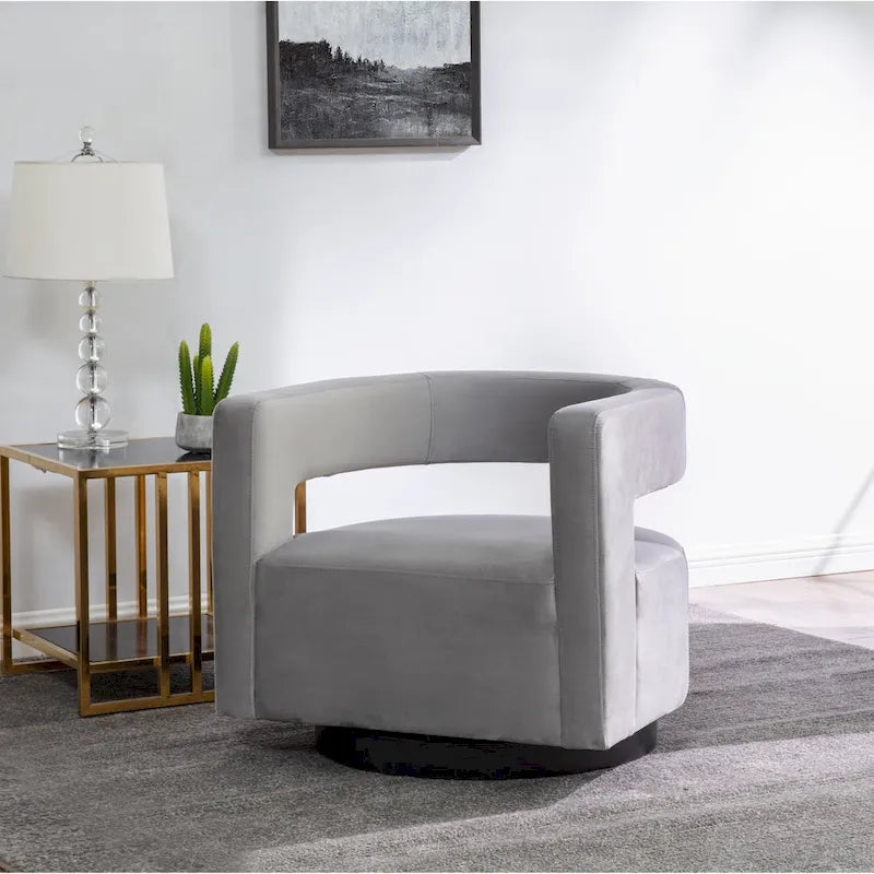 Fauteuil pivotant rembourré avec dossier ajouré