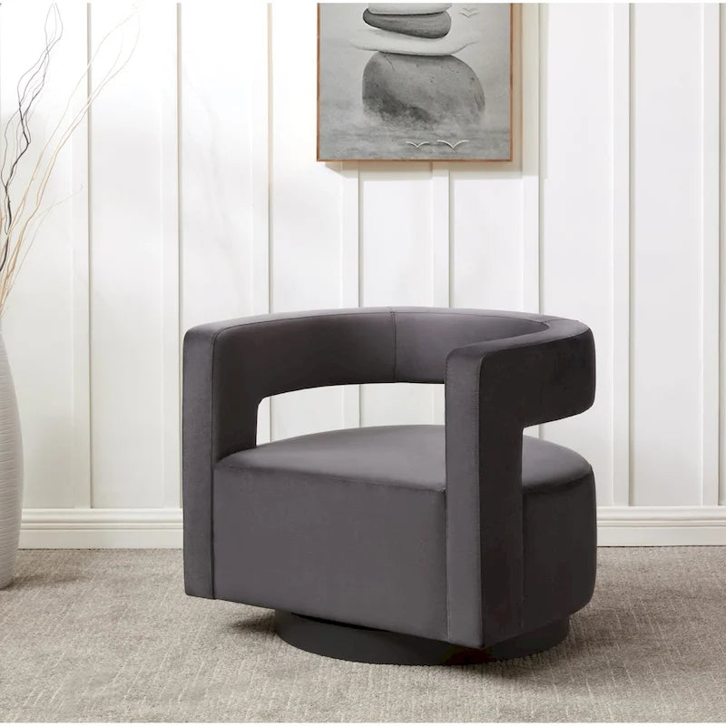 Fauteuil pivotant rembourré avec dossier ajouré