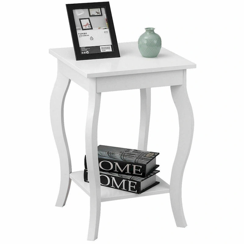 Table d'appoint compacte avec étagère de présentation