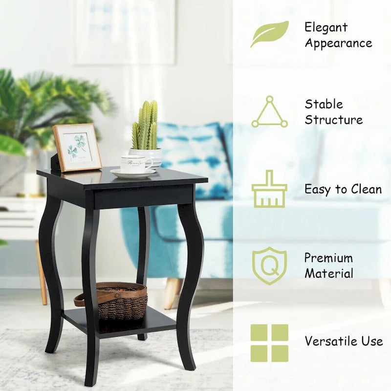 Table d'appoint compacte avec étagère de présentation