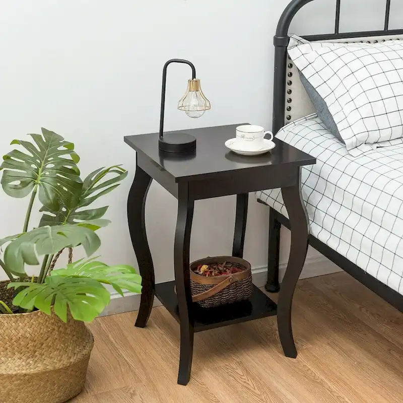 Table d'appoint compacte avec étagère de présentation