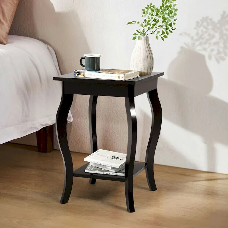 Table d'appoint compacte avec étagère de présentation