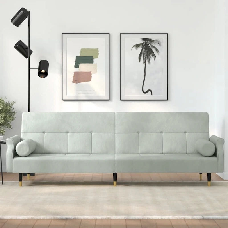 Canapé-lit deux places en velours avec coussins – 85 x 35 x 27,6"