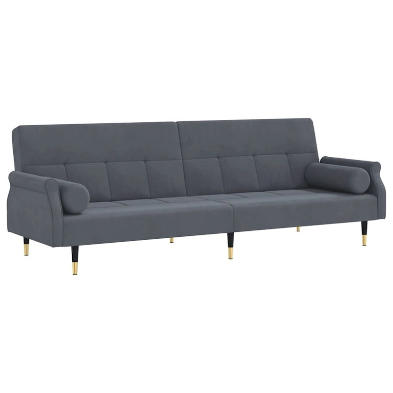 Canapé-lit deux places en velours avec coussins – 85 x 35 x 27,6"