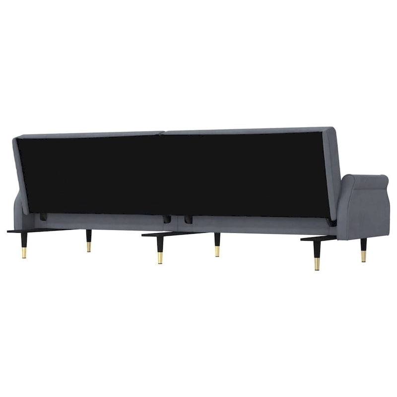 Canapé-lit deux places en velours avec coussins – 85 x 35 x 27,6"