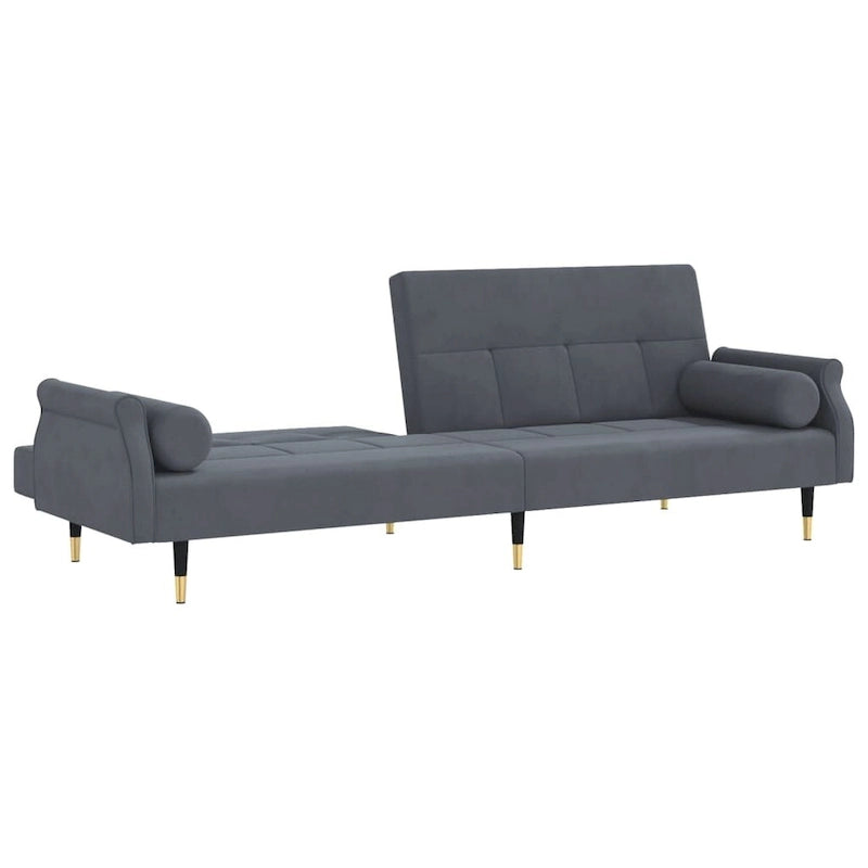 Canapé-lit deux places en velours avec coussins – 85 x 35 x 27,6"