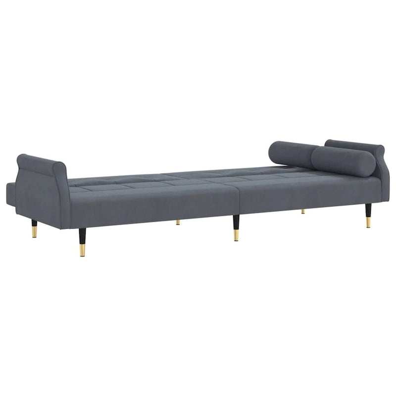 Canapé-lit deux places en velours avec coussins – 85 x 35 x 27,6"