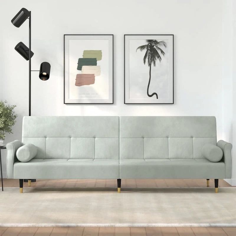 Canapé-lit deux places en velours avec coussins – 85 x 35 x 27,6"