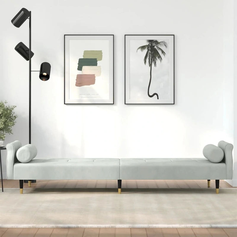 Canapé-lit deux places en velours avec coussins – 85 x 35 x 27,6"