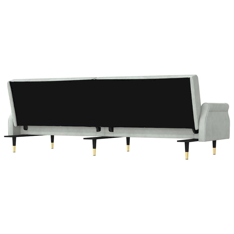 Canapé-lit deux places en velours avec coussins – 85 x 35 x 27,6"