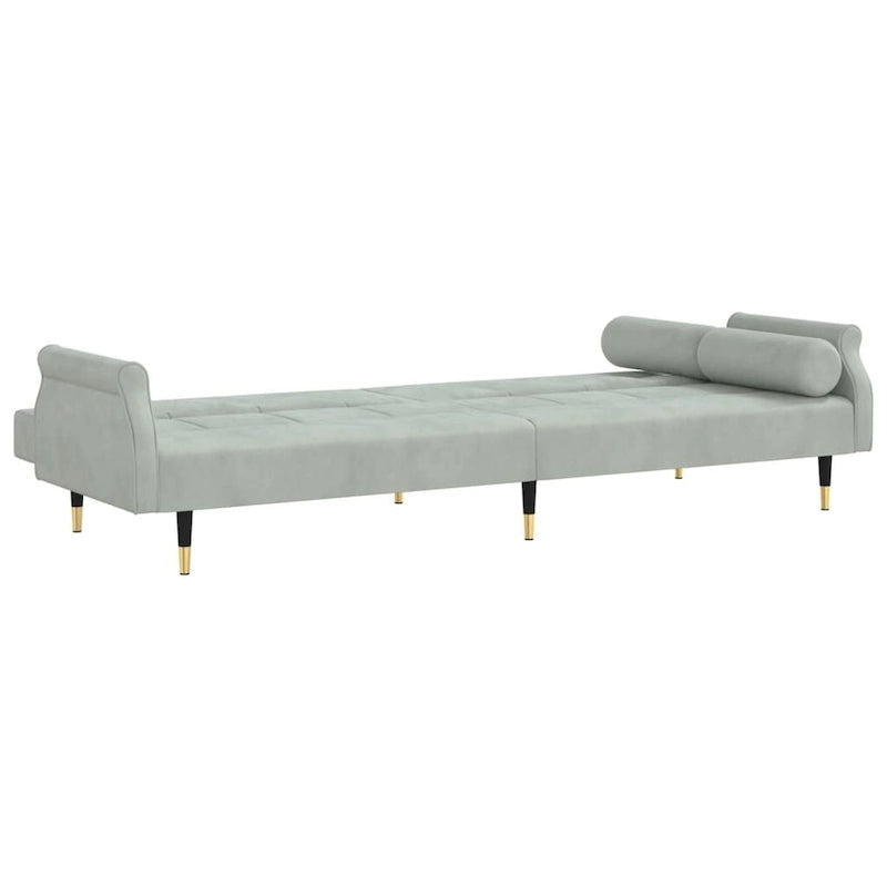 Canapé-lit deux places en velours avec coussins – 85 x 35 x 27,6"