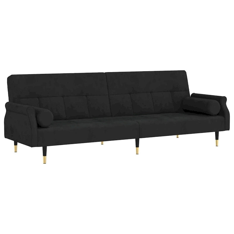 Canapé-lit deux places en velours avec coussins – 85 x 35 x 27,6"