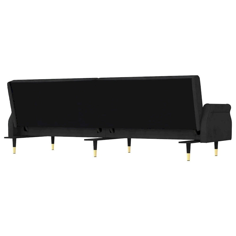 Canapé-lit deux places en velours avec coussins – 85 x 35 x 27,6"