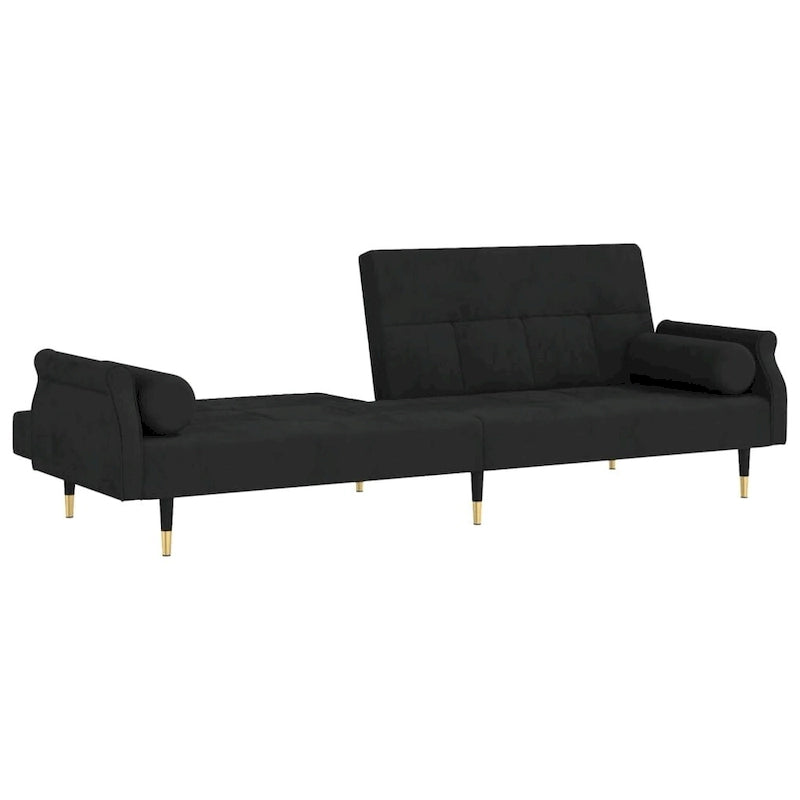 Canapé-lit deux places en velours avec coussins – 85 x 35 x 27,6"